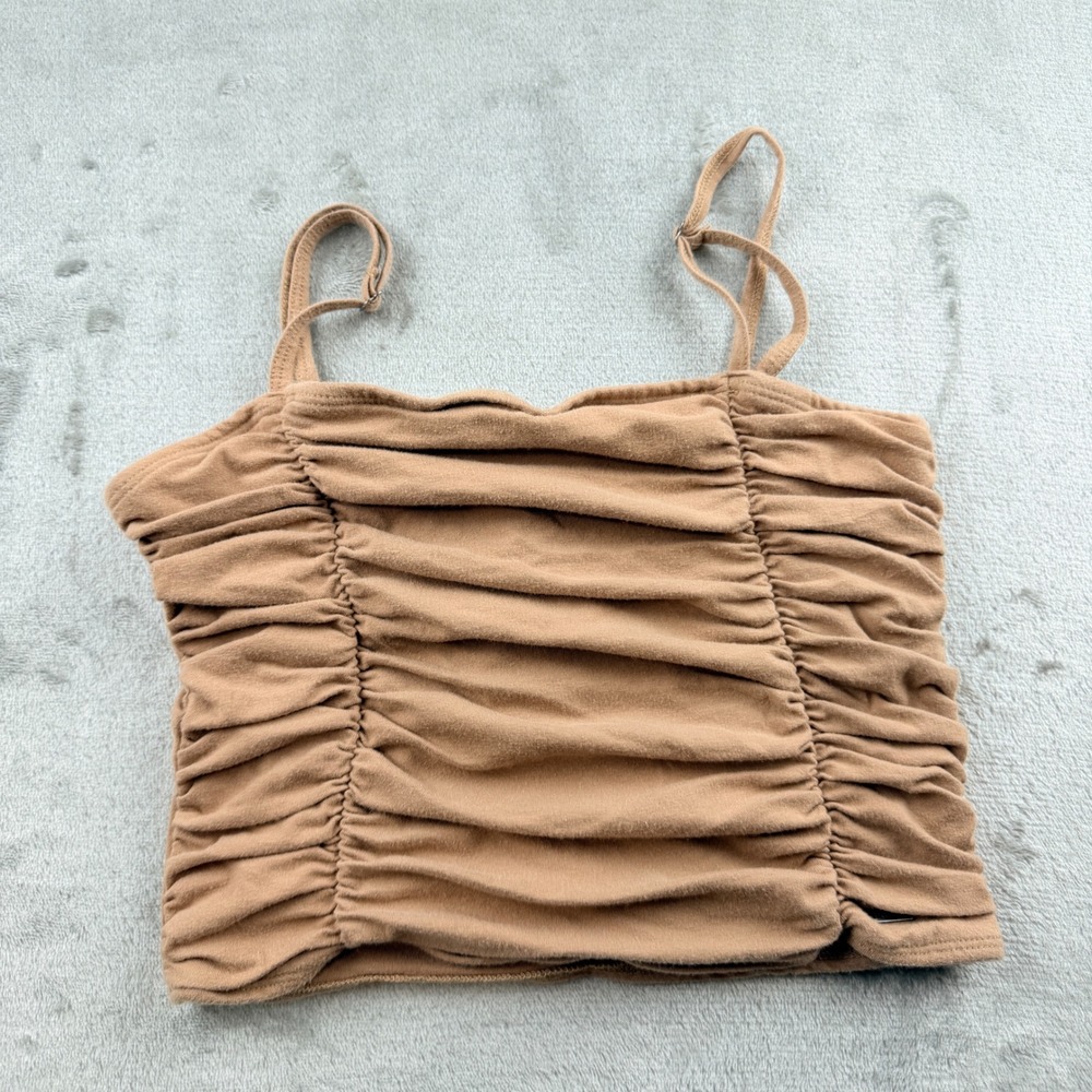 Hollister‎ Women's Medium Ruched Cami Crop Top Tan Brown